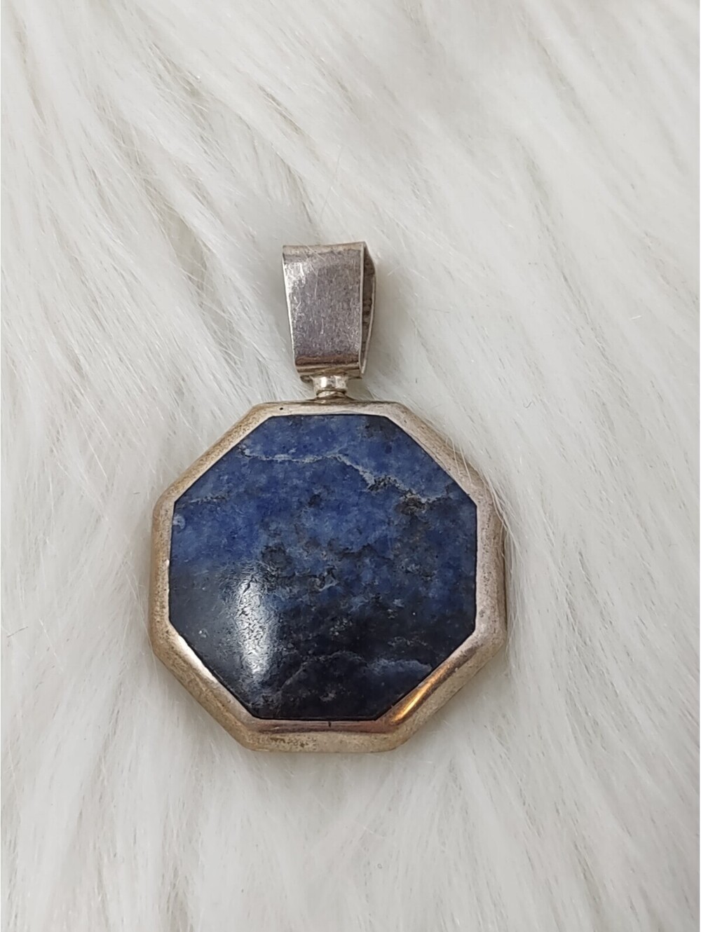 Vintage Mexico 950 Silver Reversible Sodalite Onyx Pendant